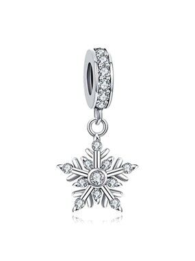 Sterling Silver Charm Bead Cubic Zirconia Fits European Bracelet Necklace